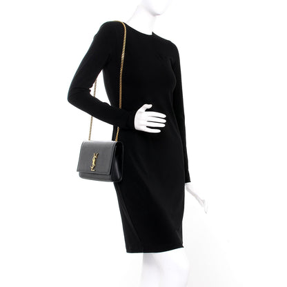Saint Laurent Grain De Poudre Medium Classic Monogram Kate Satchel Black 2 of 11