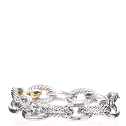 David Yurman Sterling Silver 18K Yellow Gold 19mm Extra Large Oval Link Bracelet 3 of 9