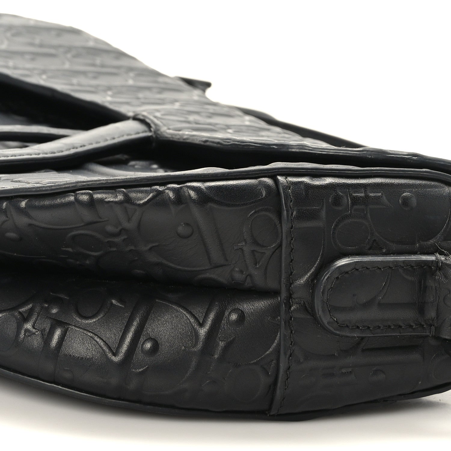 Christian Dior Calfskin Embossed Oblique Saddle Bag Black 9 of 10