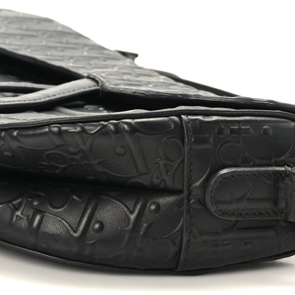 Christian Dior Calfskin Embossed Oblique Saddle Bag Black 9 of 10