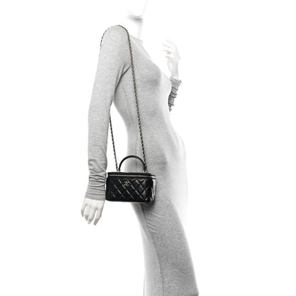 Chanel Lambskin Quilted Small Top Handle Vanity Case With Chain Black 2 of 10