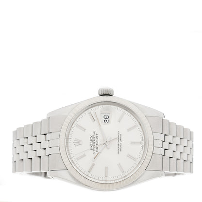 Rolex Stainless Steel 18K White Gold 36mm Oyster Perpetual Datejust Watch Silver 16014 2 of 4