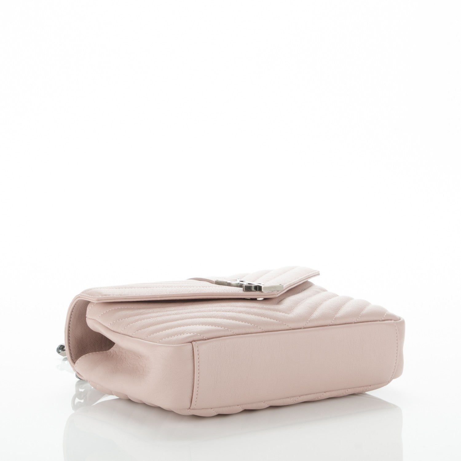 Saint Laurent Sheepskin Matelasse Chevron Monogram Medium College Bag Rose Antic 4 of 6