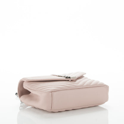Saint Laurent Sheepskin Matelasse Chevron Monogram Medium College Bag Rose Antic 4 of 6