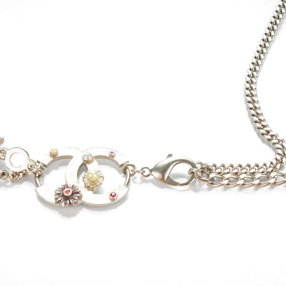 Chanel Crystal Enamel Pearl Flower CC Belt Silver 3 of 6
