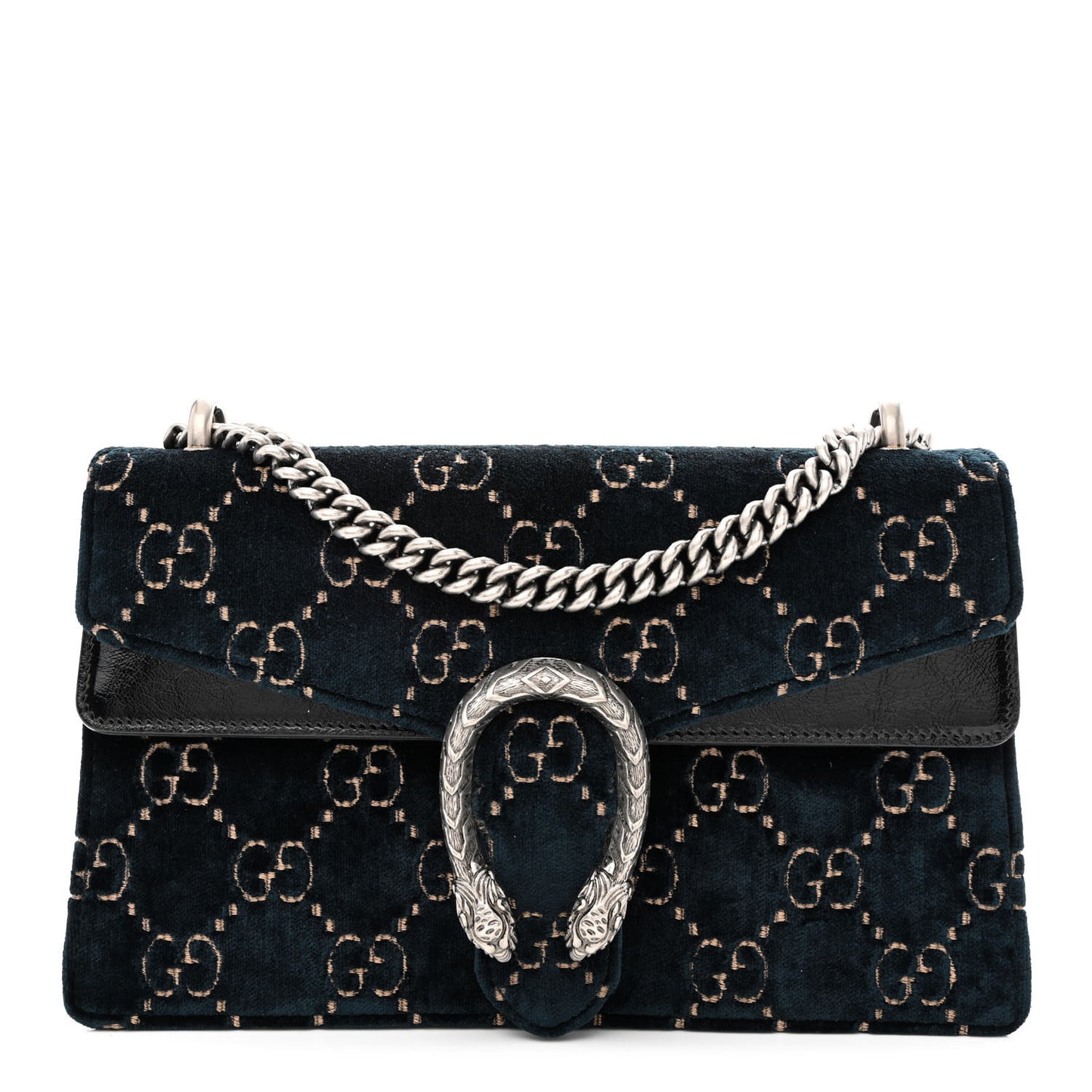 Velvet Skipper GG Monogram Small Dionysus Shoulder Bag Blue Beige Black