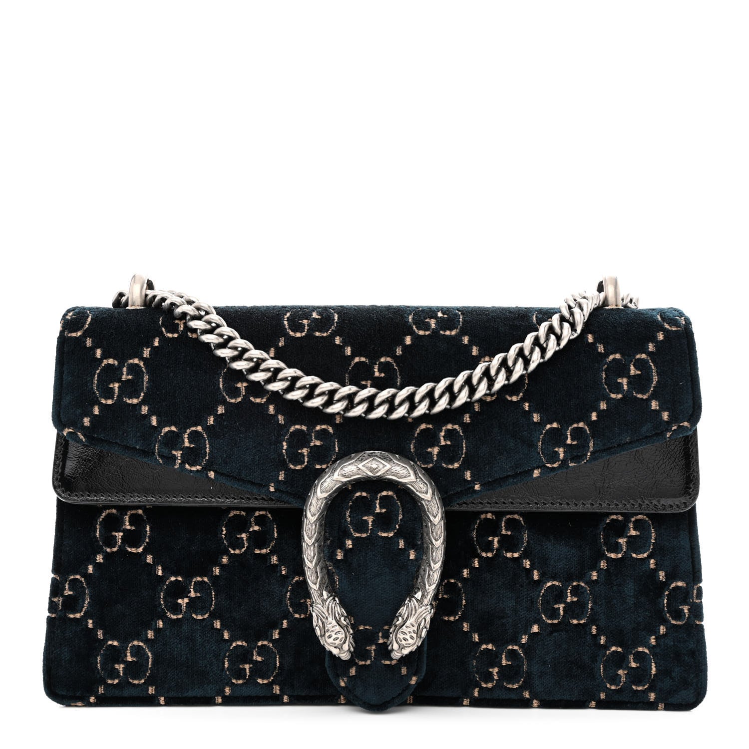 Gucci Velvet Skipper GG Monogram Small Dionysus Shoulder Bag Blue Beige Black 1 of 13