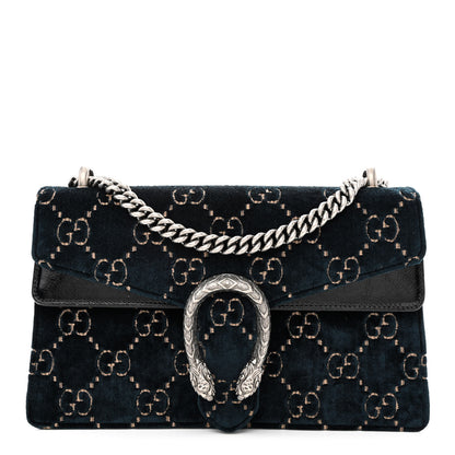 Gucci Velvet Skipper GG Monogram Small Dionysus Shoulder Bag Blue Beige Black 1 of 13