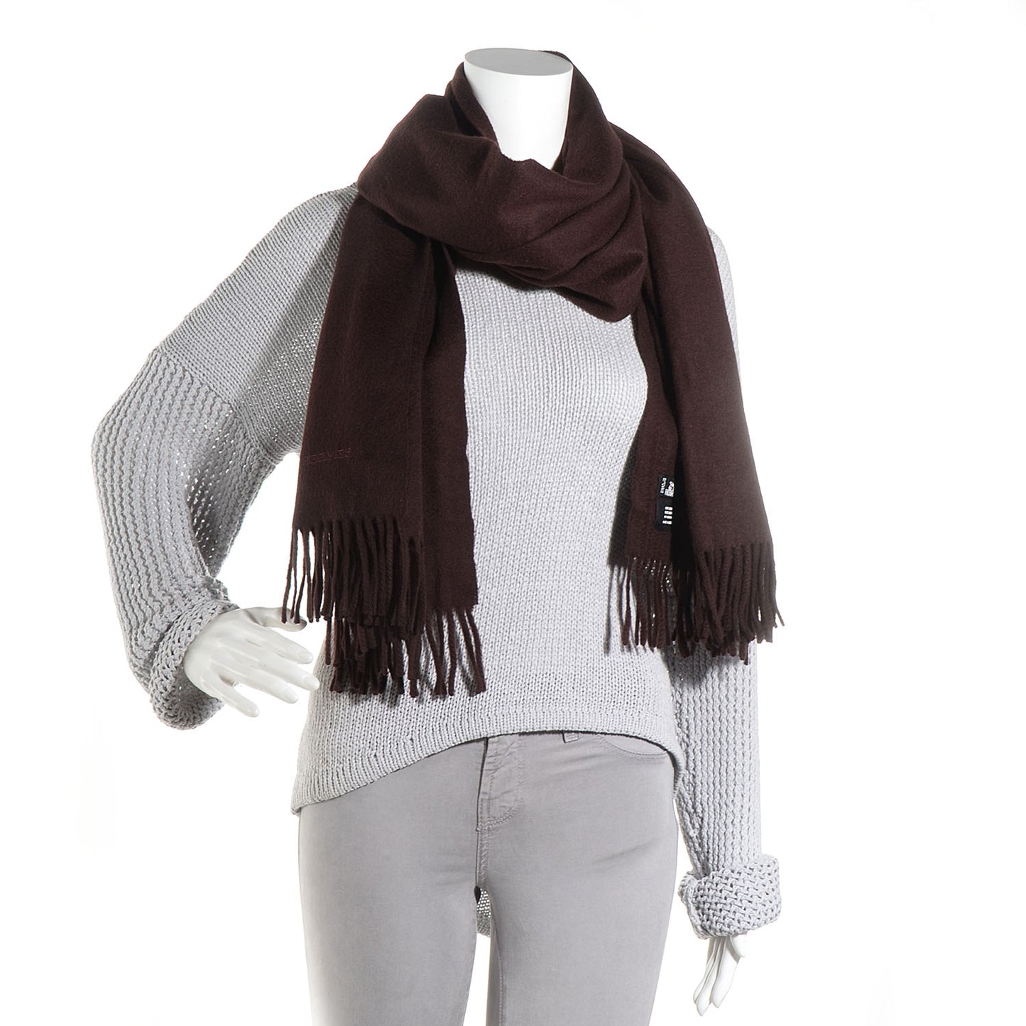 Solid Cashmere Scarf Brown