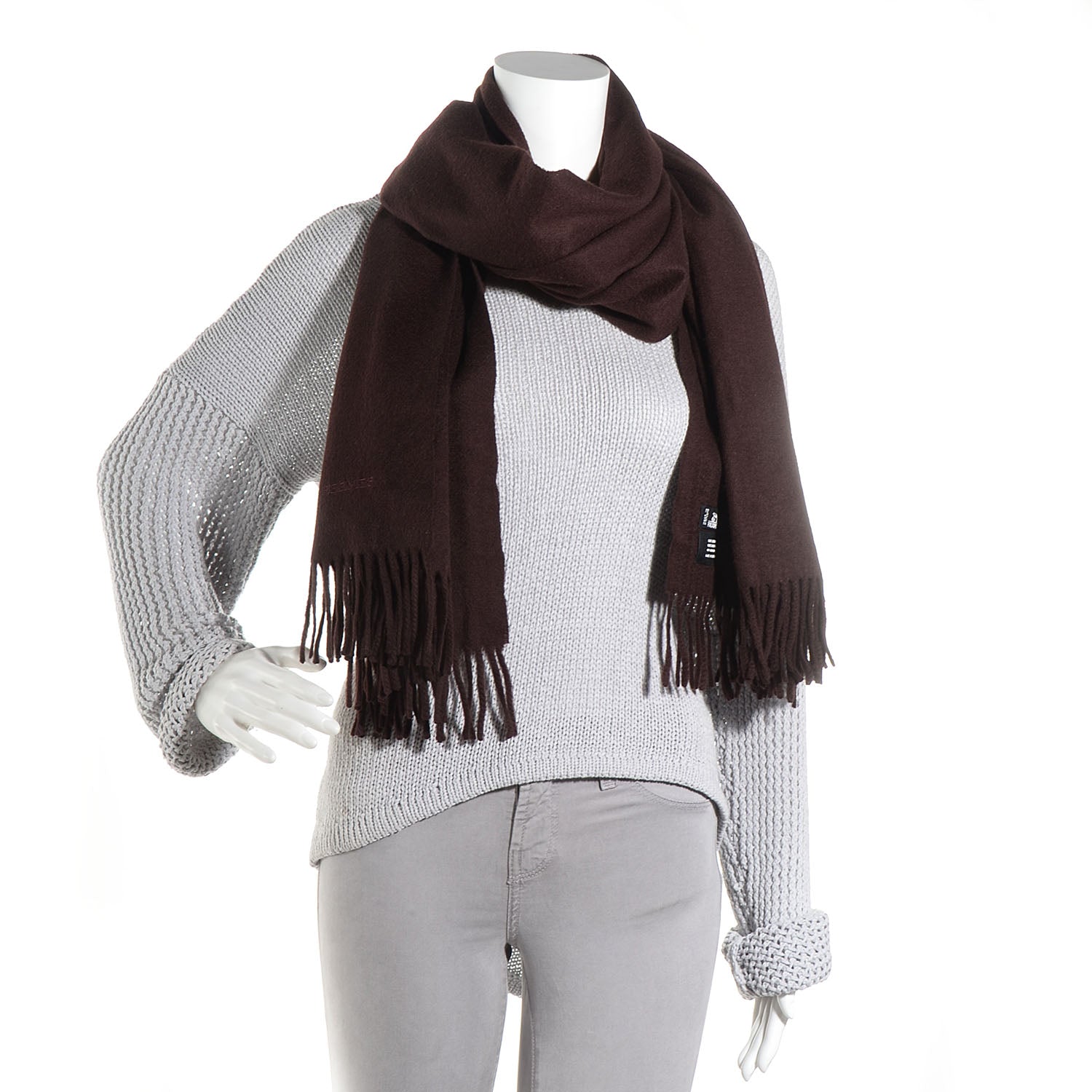 Hermes Solid Cashmere Scarf Brown 2 of 5