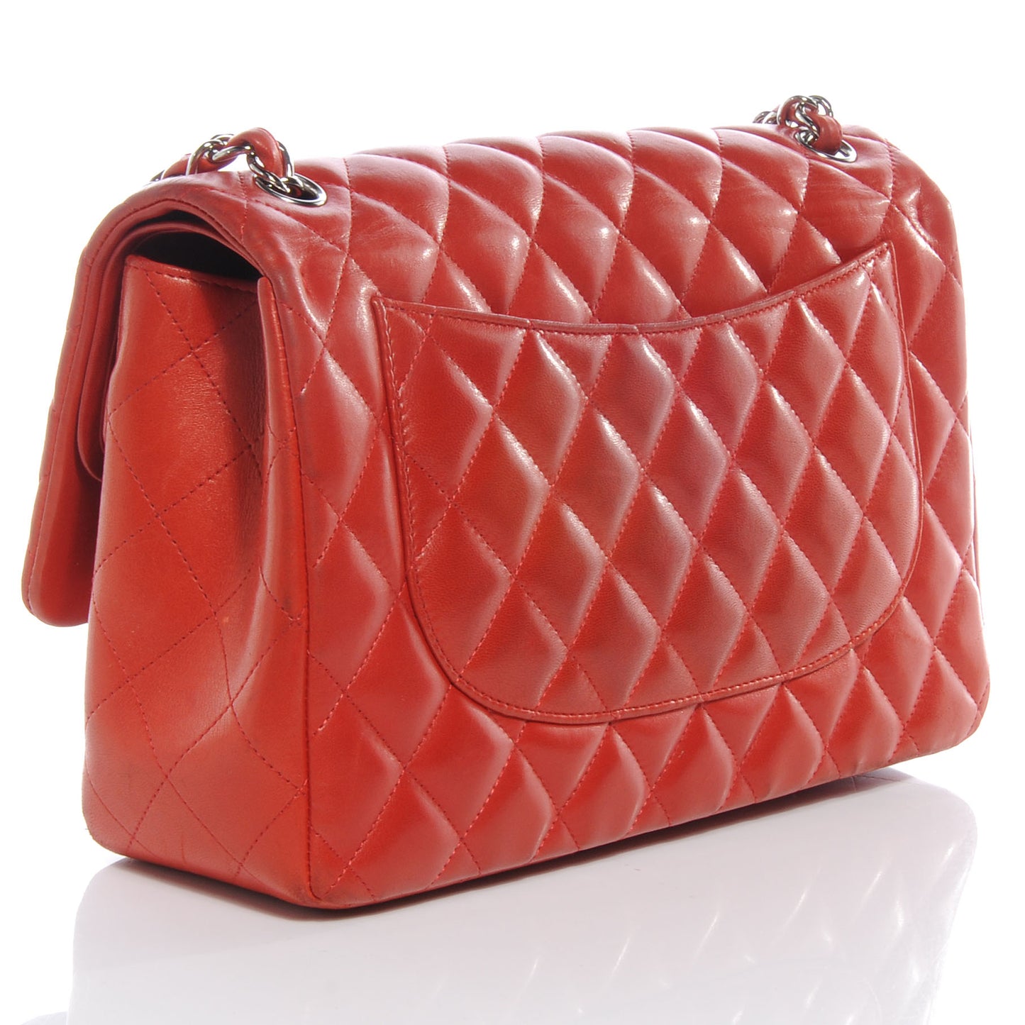 Lambskin Jumbo Double Flap Red