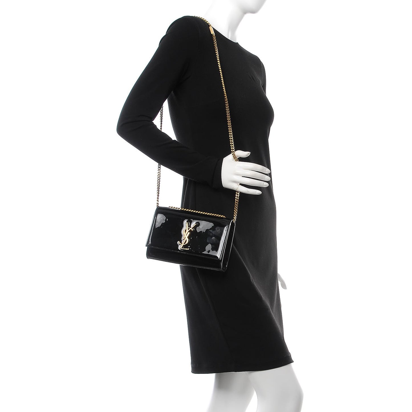 Patent Small Monogram Kate Satchel Black