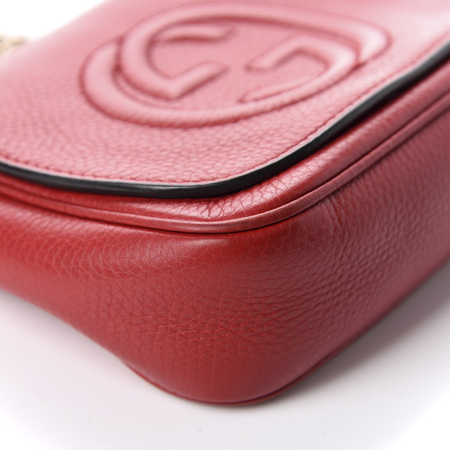 Gucci Pebbled Calfskin Small Soho Flap Crossbody Red 6 of 12
