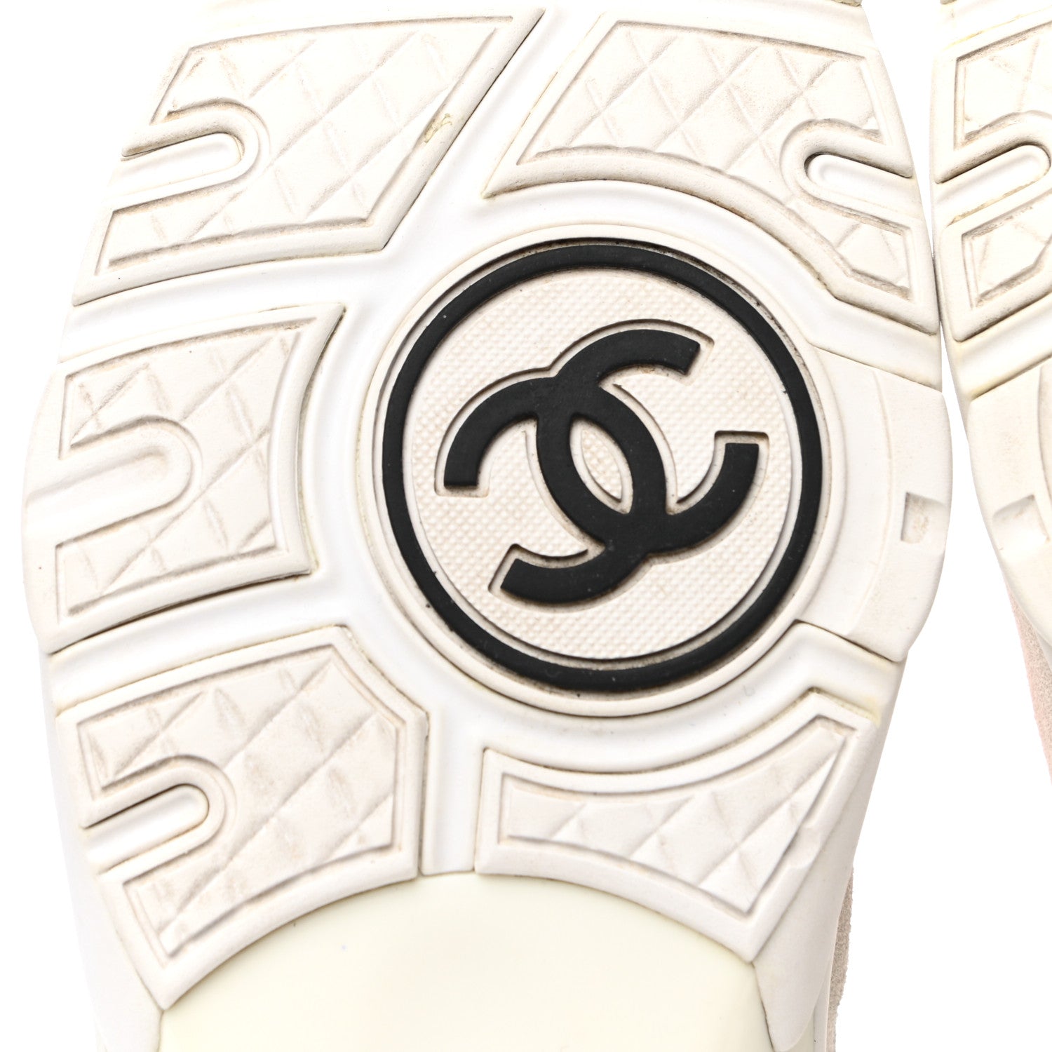 Chanel Suede Calfskin Fabric CC Sneakers 40 White Grey Fluo Orange 6 of 8