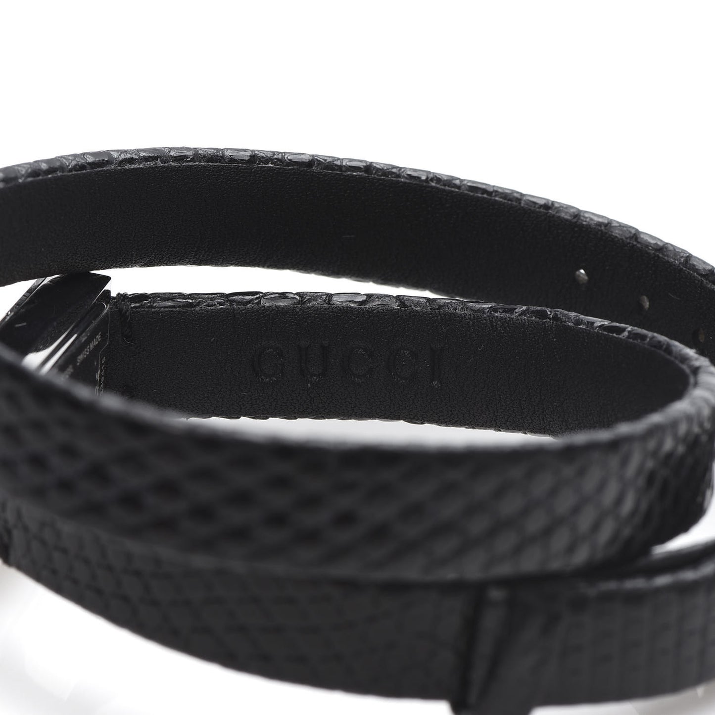 Stainless Steel Lizard 14mm G-Frame Double Wrap Quartz Watch Black