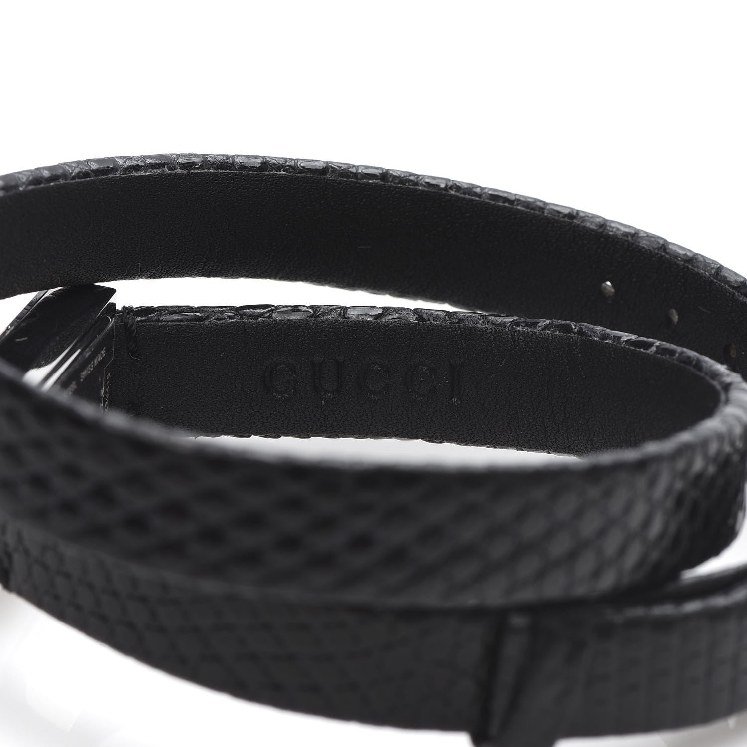 Gucci Stainless Steel Lizard 14mm G-Frame Double Wrap Quartz Watch Black 6 of 6