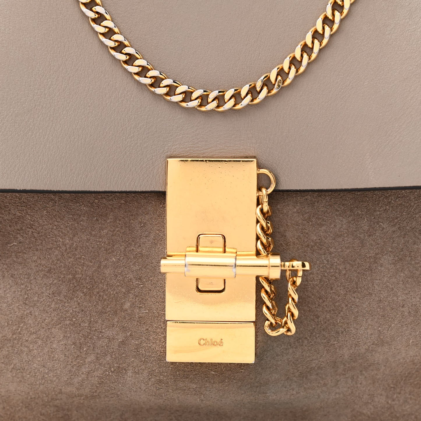 Suede Smooth Calfskin Drew Shoulder Bag Motty Grey