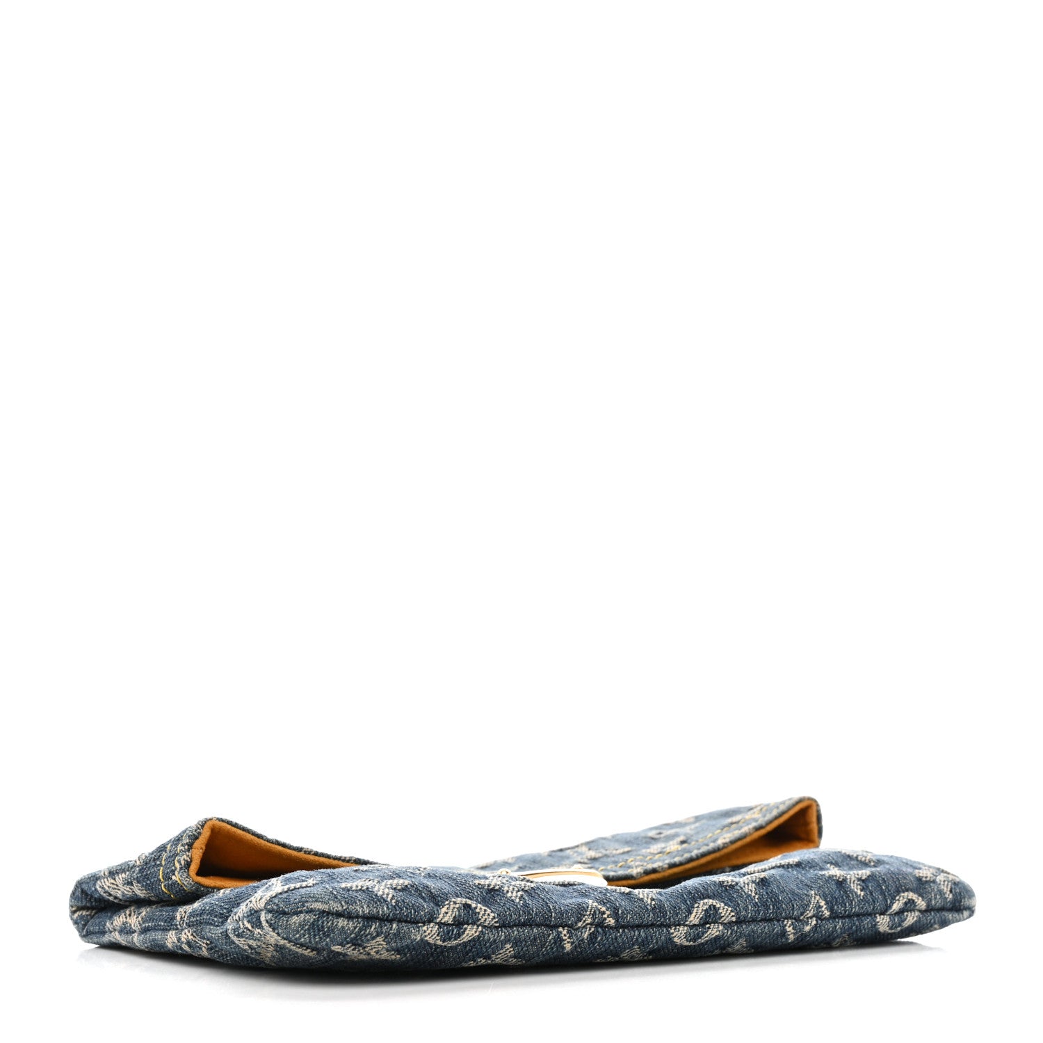 Louis Vuitton Monogram Denim Pochette Plat Clutch Blue 4 of 11