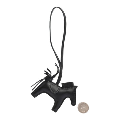 Hermes Milo Lambskin Grigri Rodeo Horse Bag Charm PM So Black 2 of 4