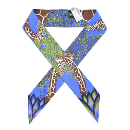 Hermes Silk The Three Graces Twilly Bleu Vert Marron 1 of 4