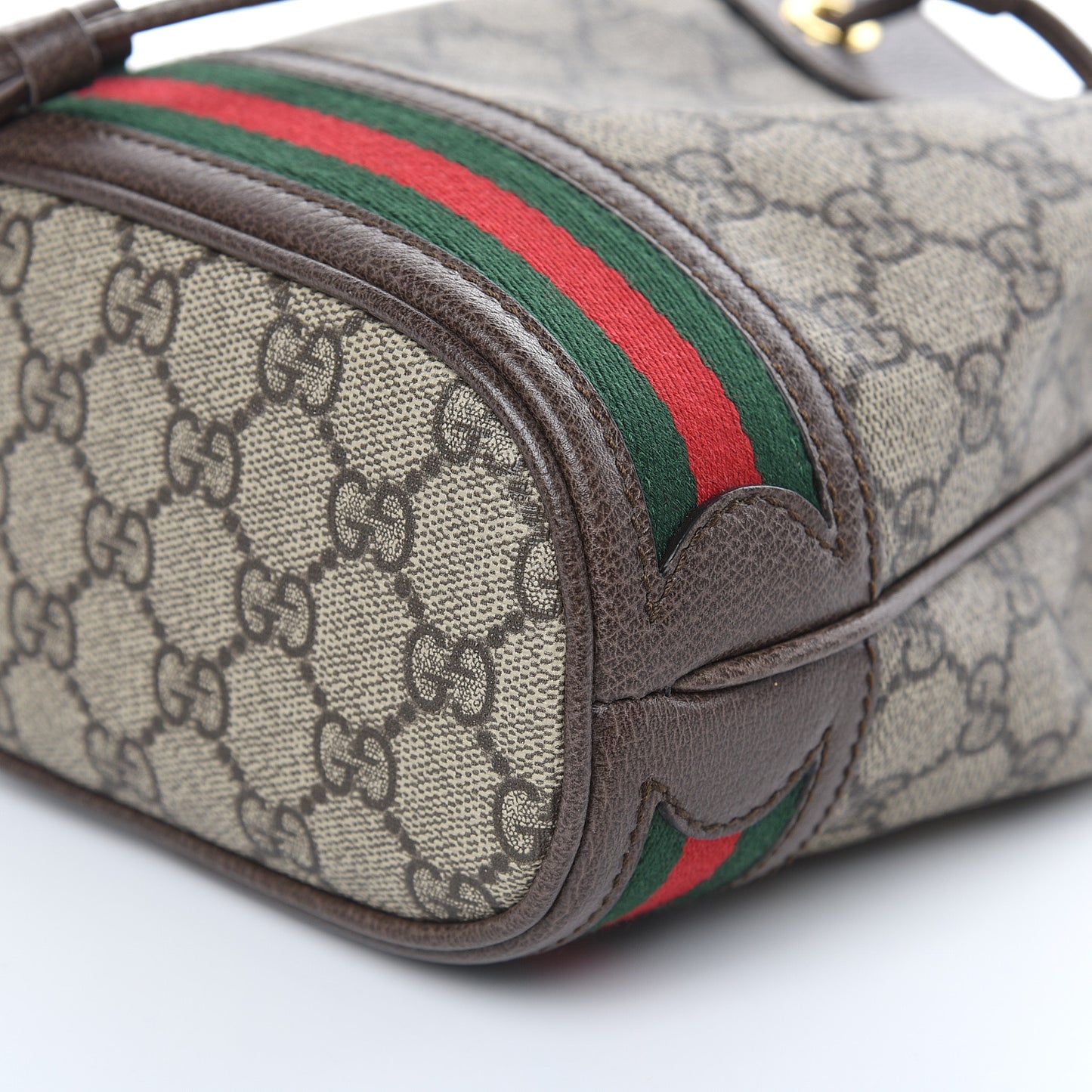 GG Supreme Monogram Web Mini Ophidia Bucket Bag Brown