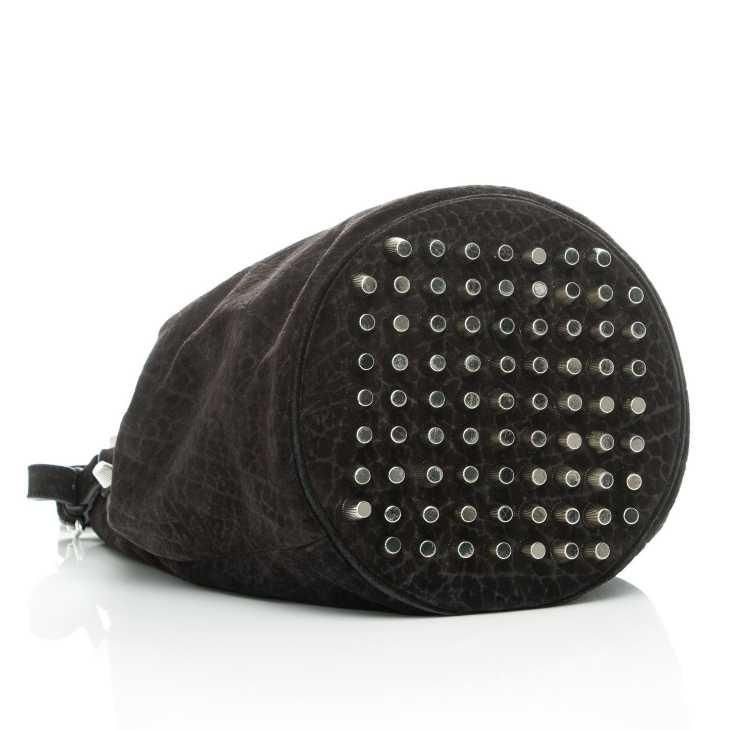 Suede Diego Bucket Bag Dark Brown Nickel Hardware
