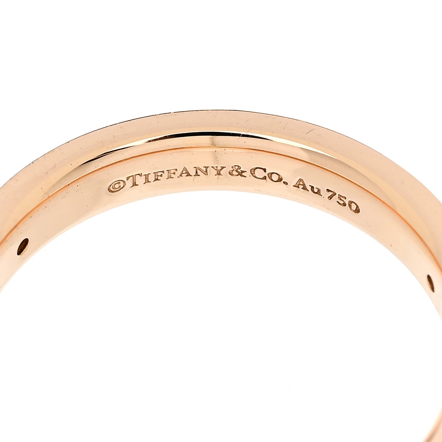 Tiffany 18K Rose Gold Diamond 3mm Logo Band Ring 59 8.75 4 of 4