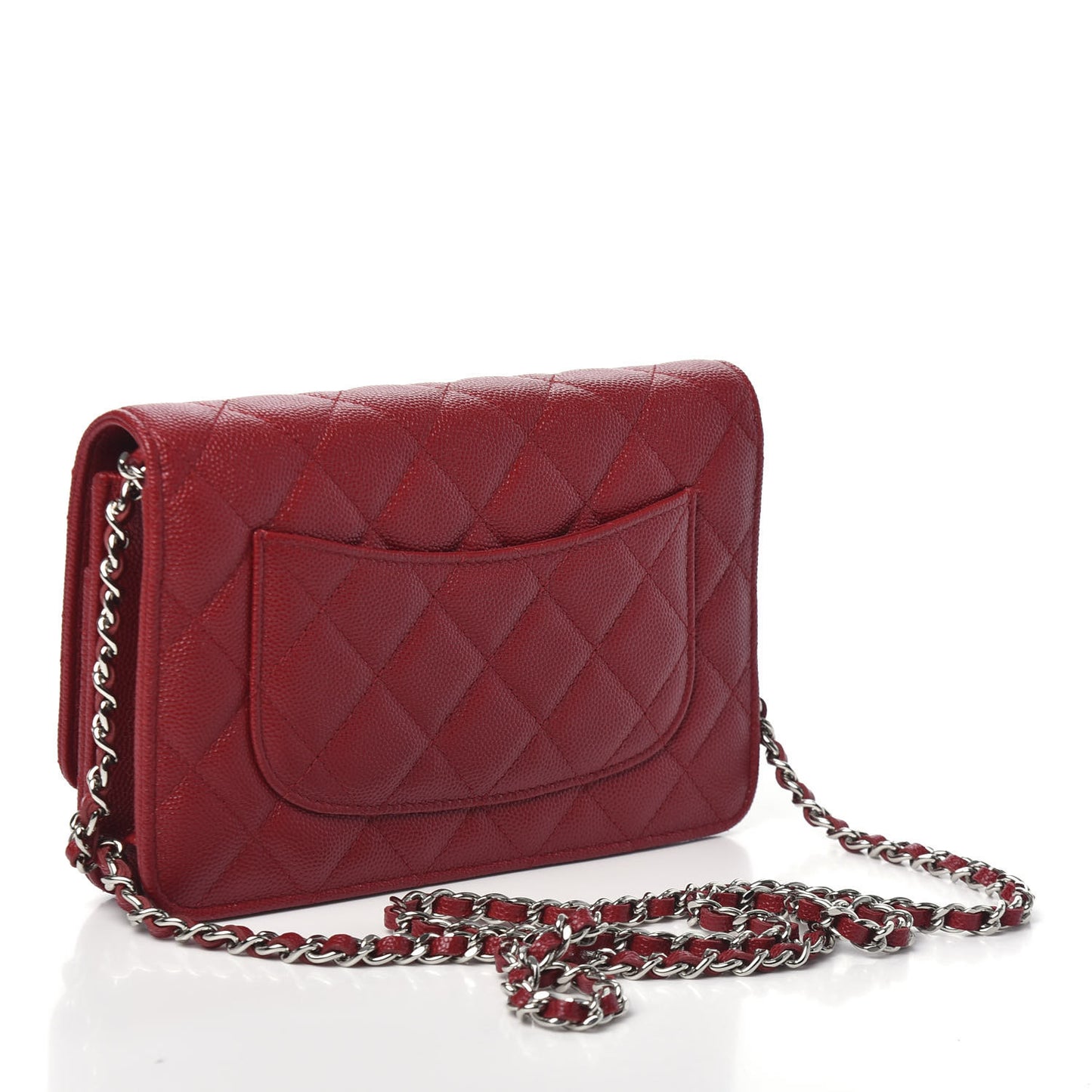 Caviar Quilted Wallet on Chain WOC Red
