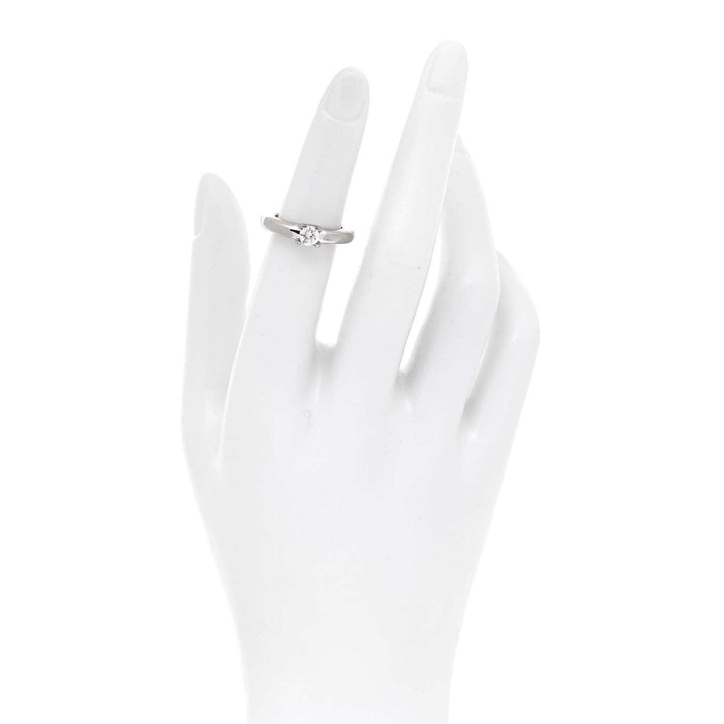 18K White Gold Diamond .31ct C De Cartier Solitaire Ring 48 4.5