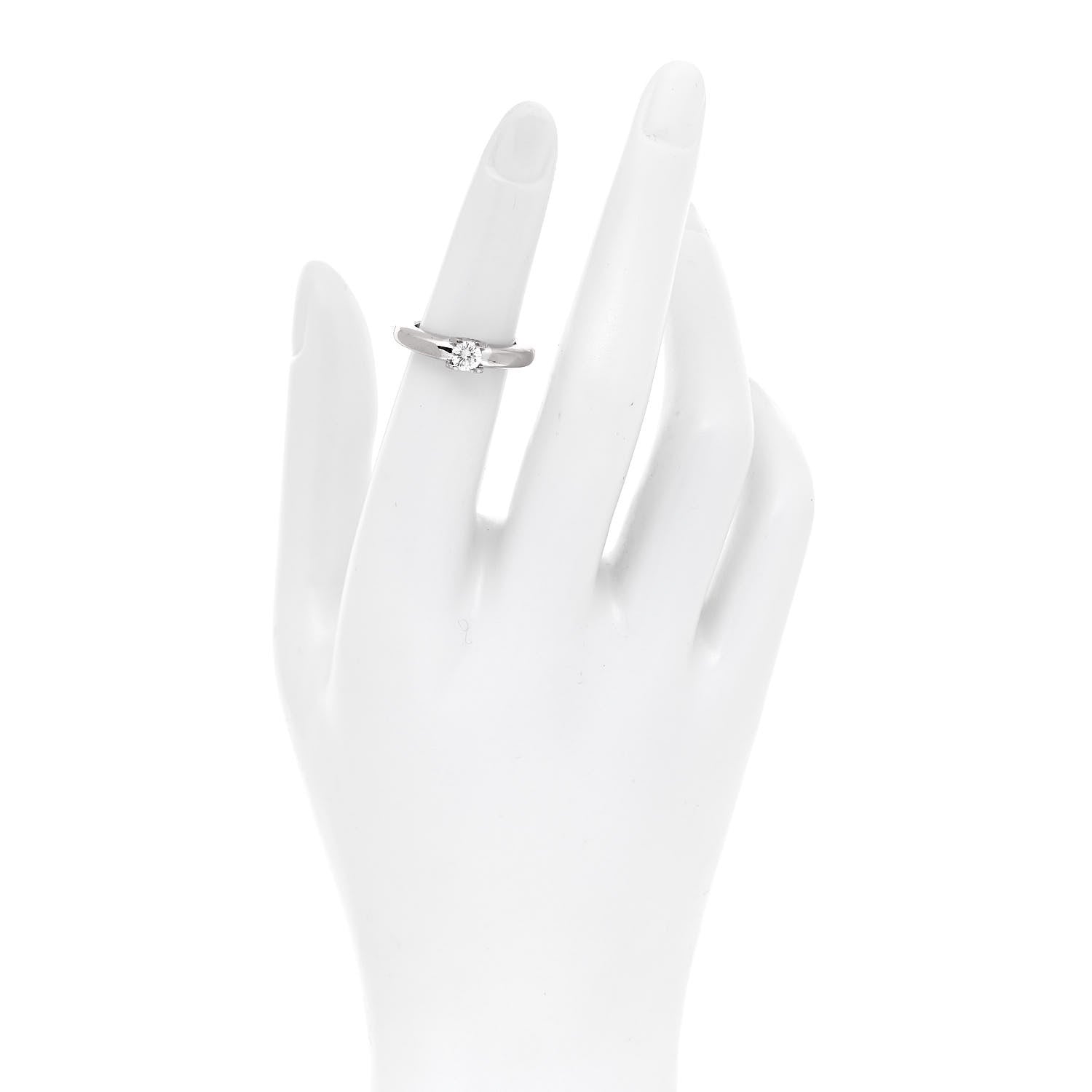 Cartier 18K White Gold Diamond .31ct C De Cartier Solitaire Ring 48 4.5 2 of 5