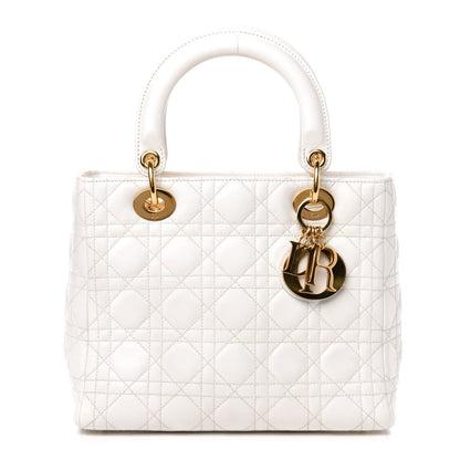 Christian Dior Lambskin Cannage Medium Lady Dior White 1 of 13