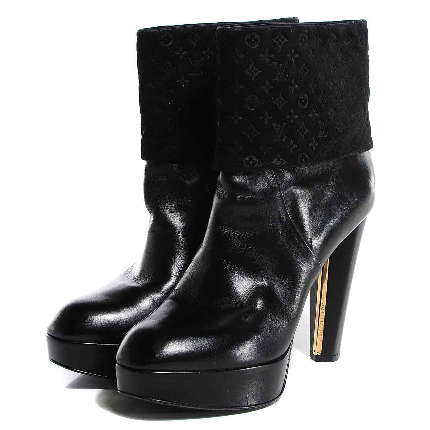 Louis Vuitton Calfskin Suede Art Deco Boots 38.5 Black 3 of 7