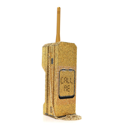 Judith Leiber Austrian Crystal Call Me Brick Phone Minaudiere Clutch Multicolor Gold 3 of 11