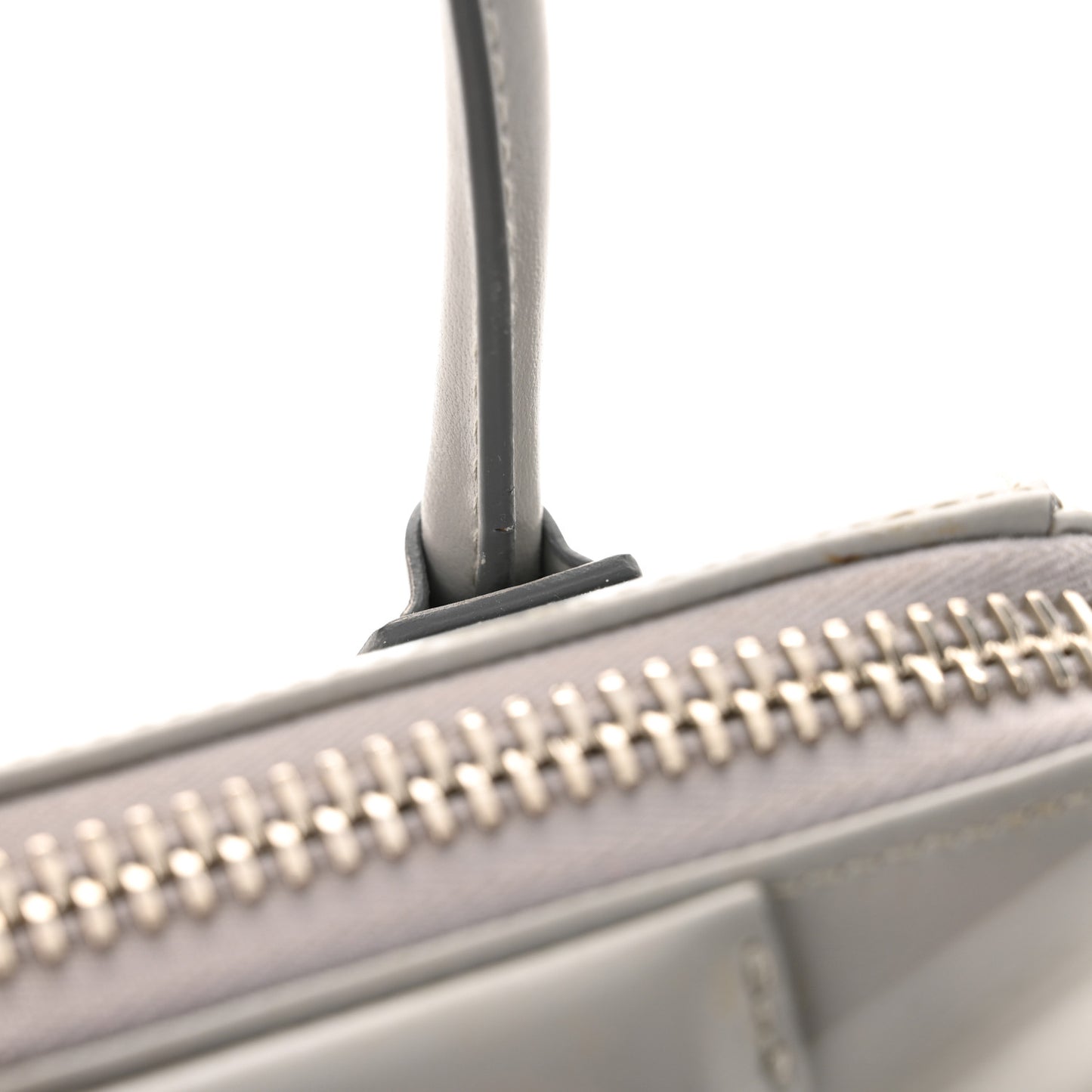 Shiny Lord Calfskin Mini Antigona Pearl Grey