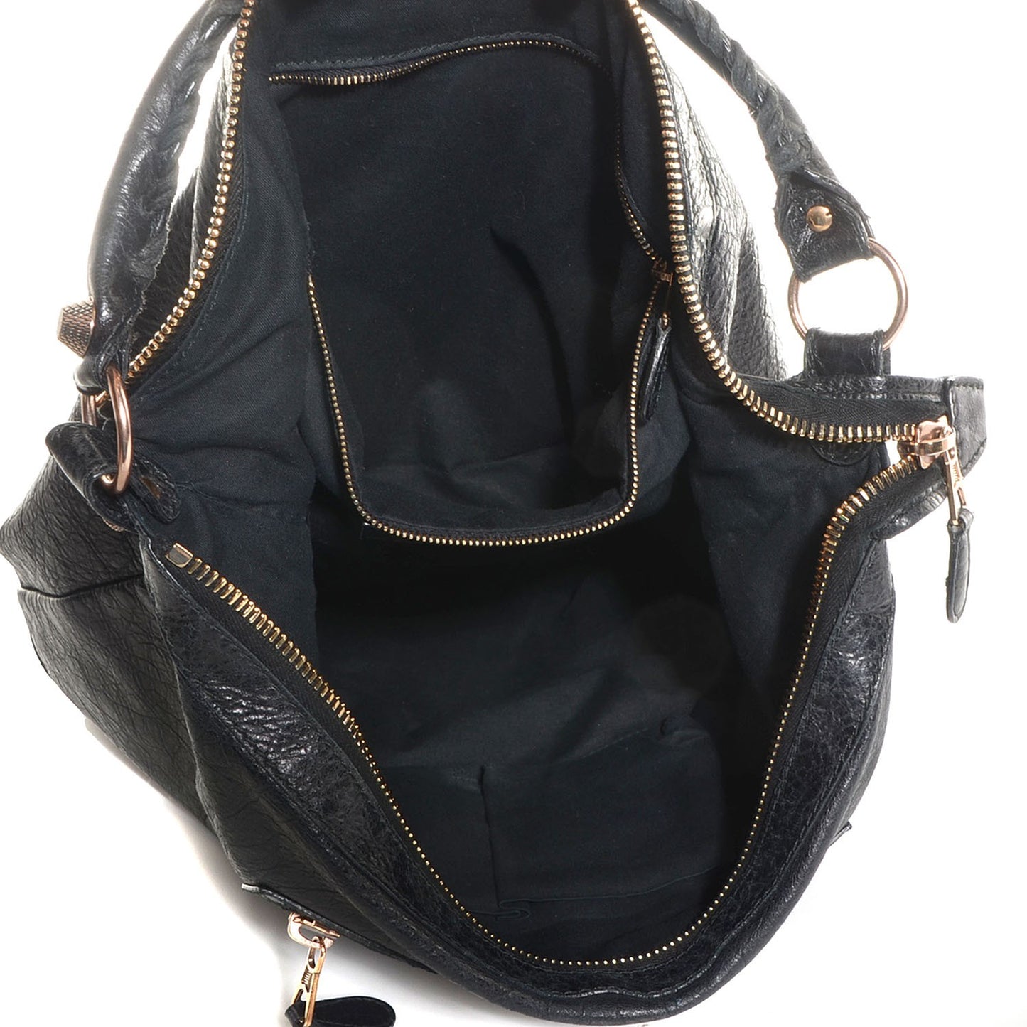 Agneau Giant 12 Rose Gold Hardware Day Hobo Black
