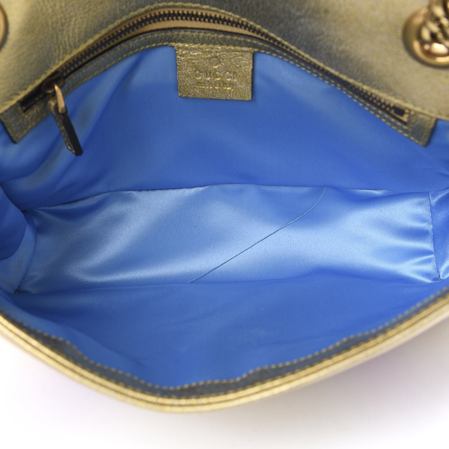 Metallic Calfskin Matelasse Small GG Marmont Shoulder Bag Gold Pink