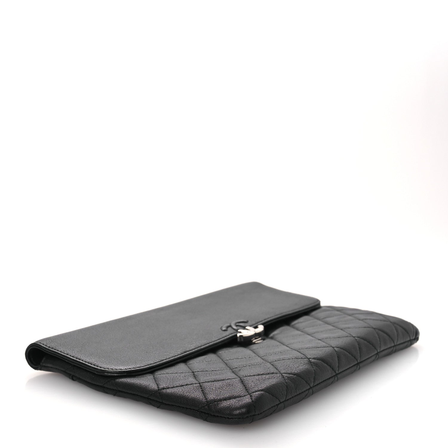 Chanel Grained Calfskin Quilted CC Box Pouch Black 4 of 11