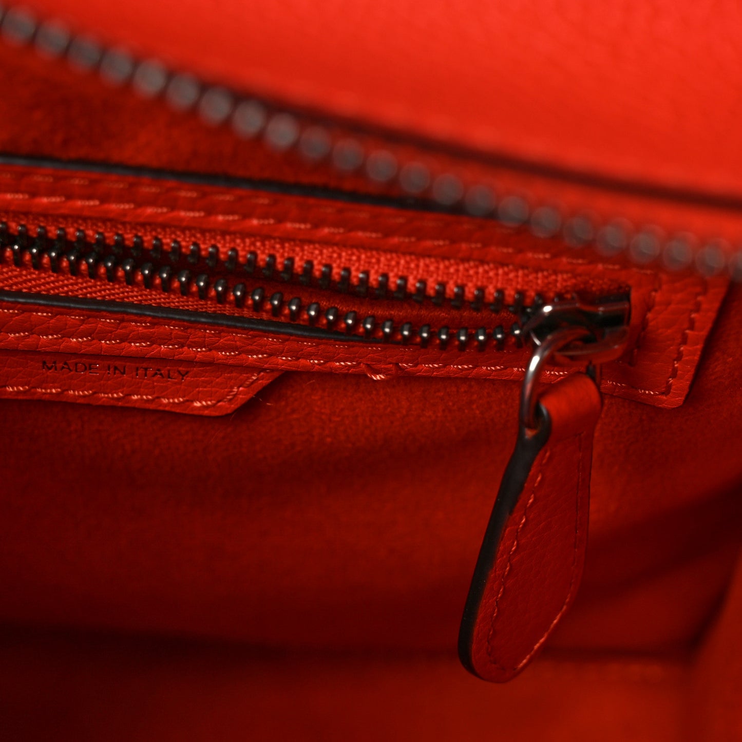 Drummed Calfskin Micro Luggage Vermillion