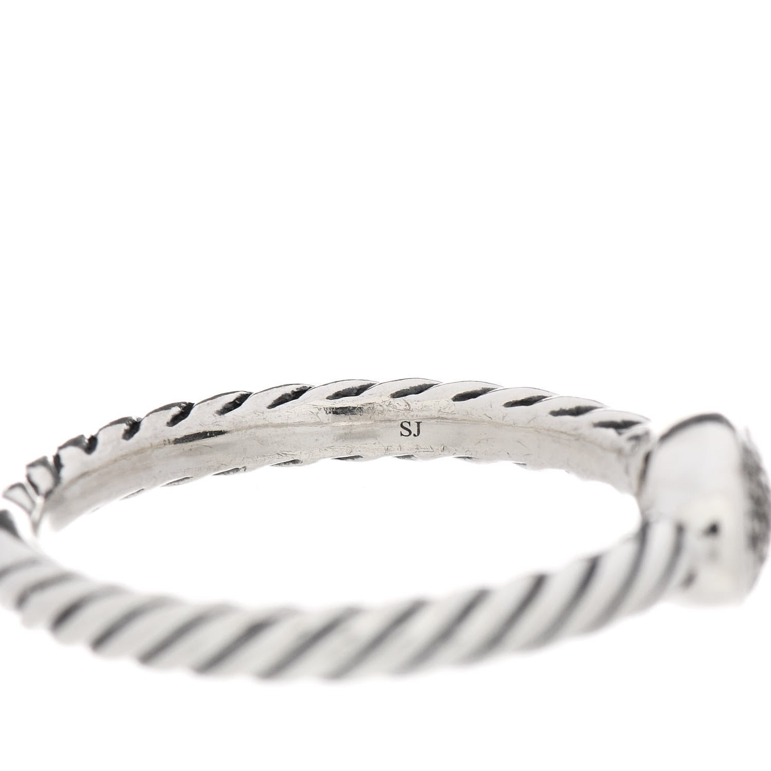 David Yurman Sterling Silver Diamond Petite Pave Oval Ring 52 6 5 of 7