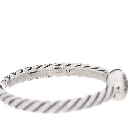 David Yurman Sterling Silver Diamond Petite Pave Oval Ring 52 6 5 of 7
