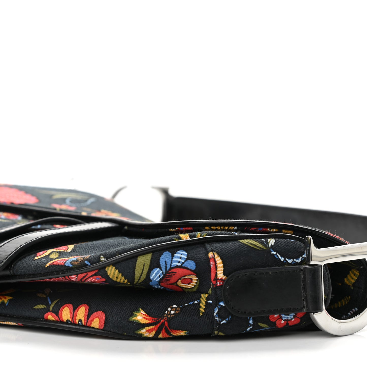 Canvas Floral Saddle Bag Black