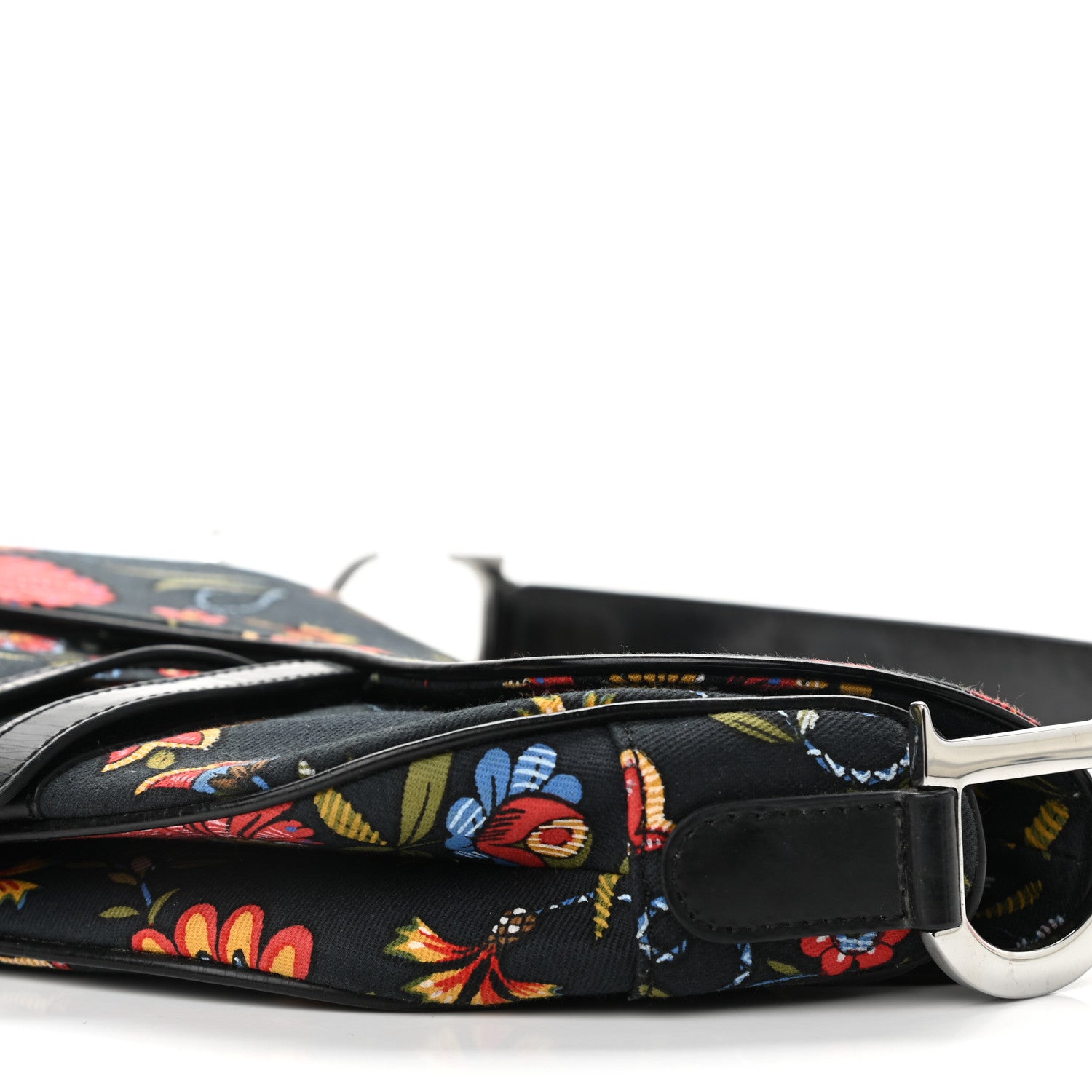 Christian Dior Canvas Floral Saddle Bag Black 10 of 10