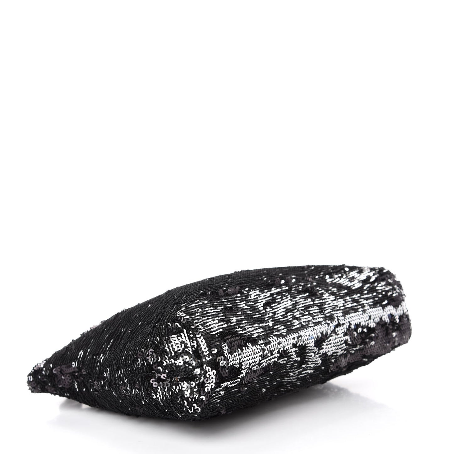 Sequin Callie Tasseled Clutch Black Silver