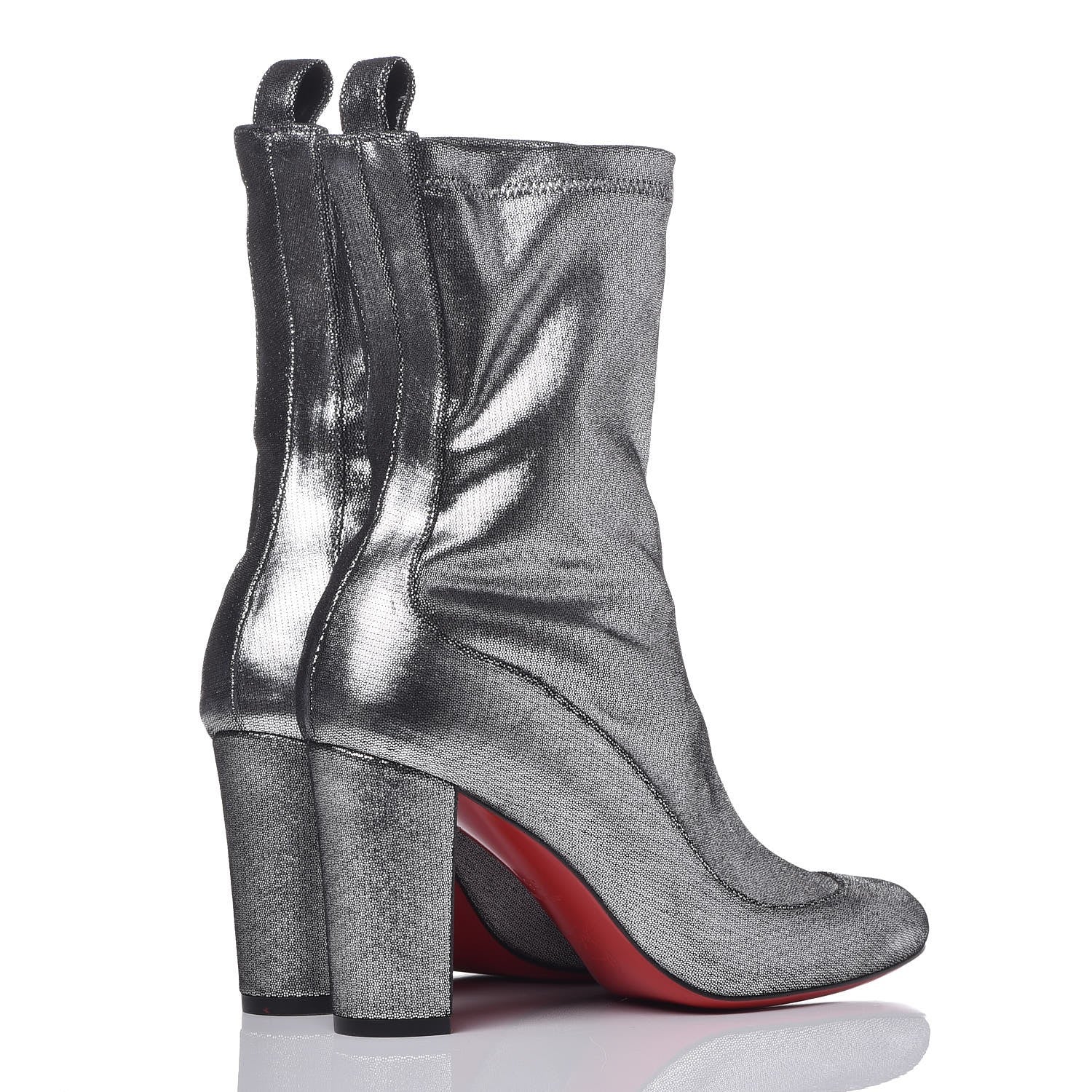Christian Louboutin Veau Velours Stretch Gena 85 Bootie 36 Silver 4 of 9