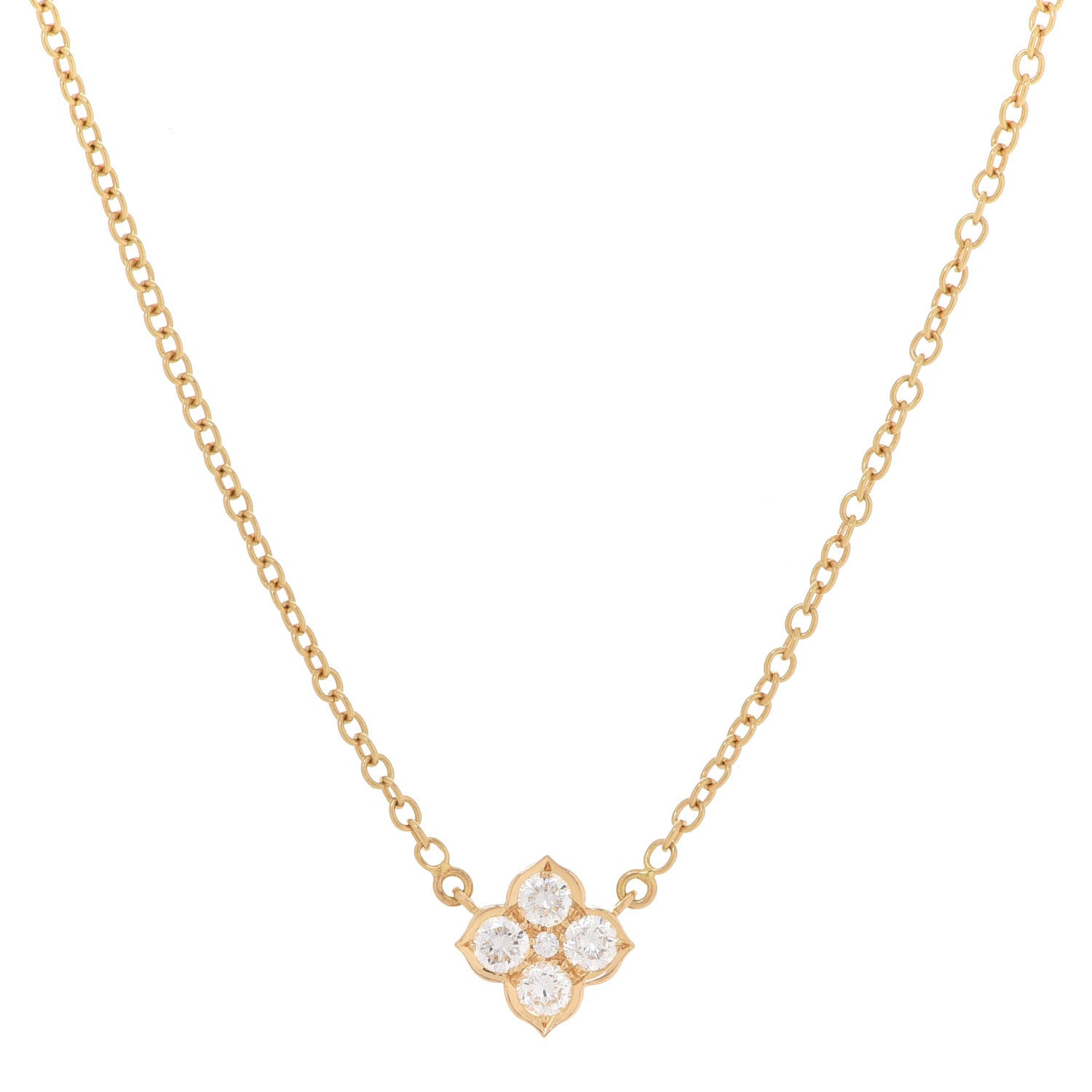Cartier 18K Yellow Gold Diamond Hindu Floral Pendant Necklace 4 of 6