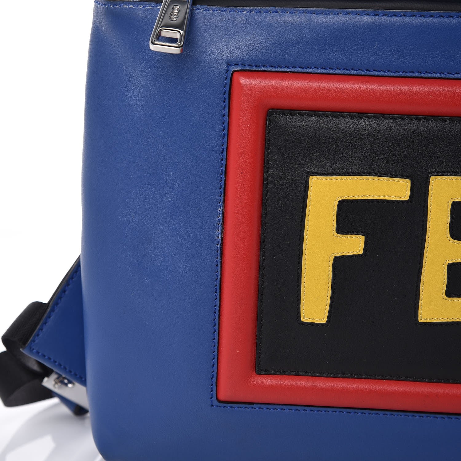 Fendi Nylon Vitello Century Vocabulary Drawstring Backpack Blue Cobalto Blue Neon Sunflower 8 of 9
