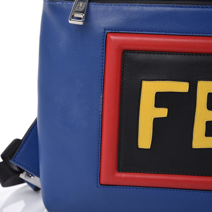Fendi Nylon Vitello Century Vocabulary Drawstring Backpack Blue Cobalto Blue Neon Sunflower 8 of 9
