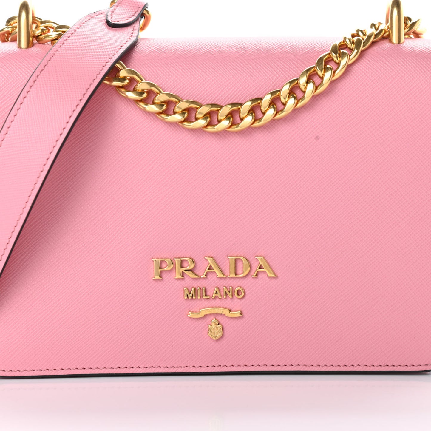 Saffiano Soft Calfskin Chain Crossbody Bag Petalo