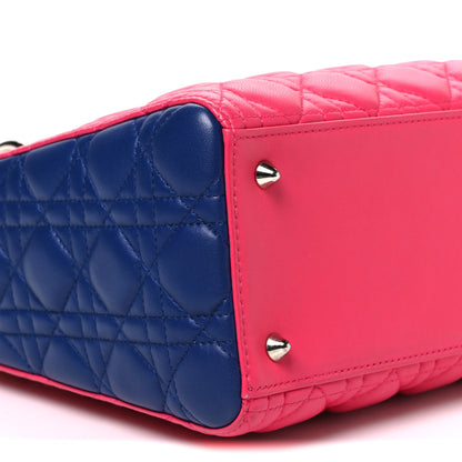 Christian Dior Lambskin Cannage Medium Tri-Color Lady Dior Pink Blue Yellow 9 of 11