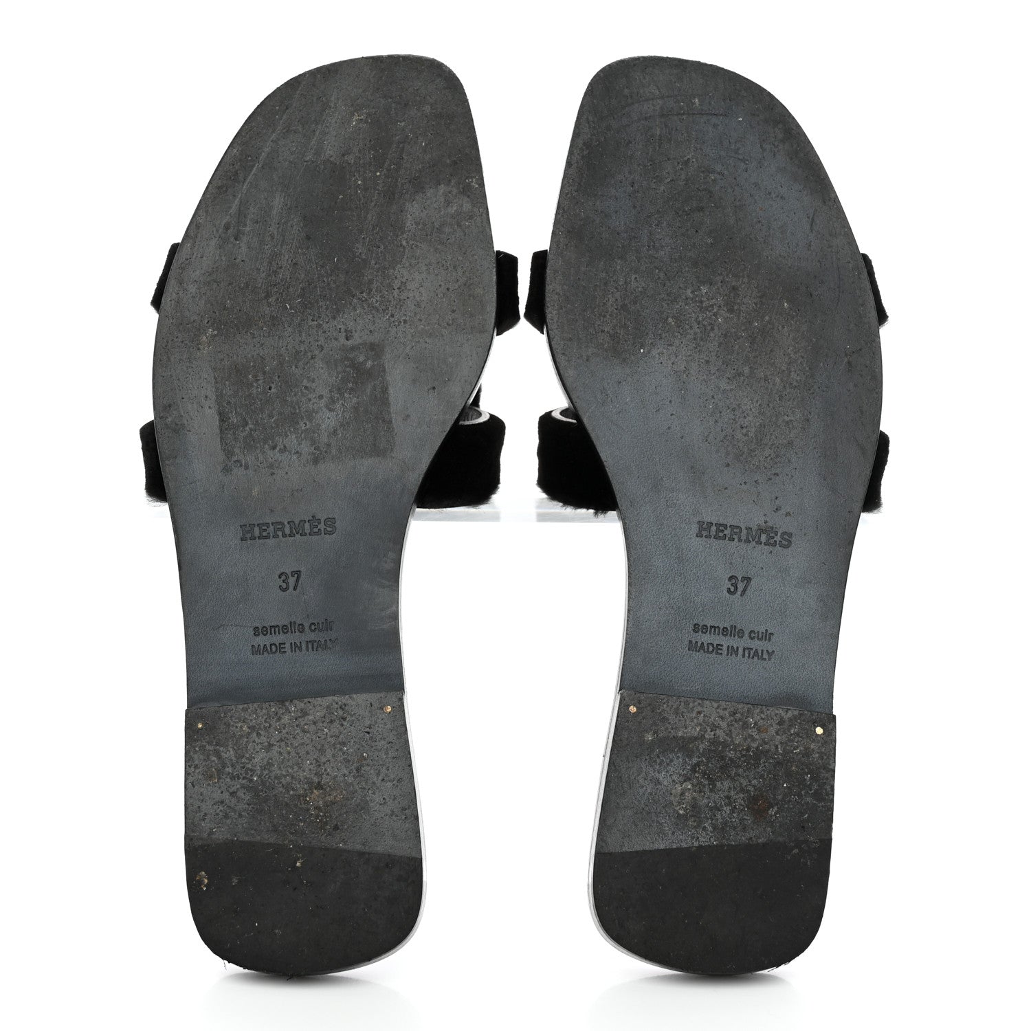 Hermes Mink Fur Oran Sandals 37 Black 5 of 14